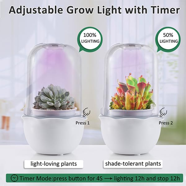 Smart Venus Fly Trap Terrarium Pot with Timer&Fan,Butterwort Plant Pot with Grow Light,Plant Terrarium Kit for Carnivorous Plants, Christmas Birthday Gifts for Women Garden Lover (No Plant)