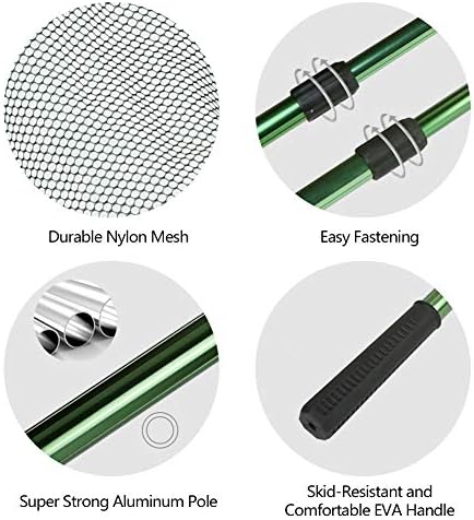 RESTCLOUD Fishing Landing Net with Telescoping Pole Handle, Fishing net Freshwater for Kids Men Women, Extend to 40-63 Inches
