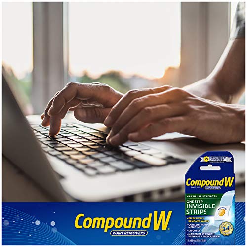Compound W Maximum Strength One Step Invisible Wart Remover Strips, 14 CT, 2 Pack