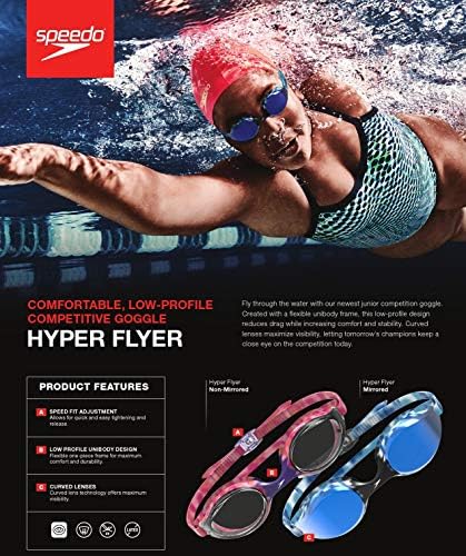 Speedo Kids' Swim Goggles Junior Hyper Flyer Ages 6-14