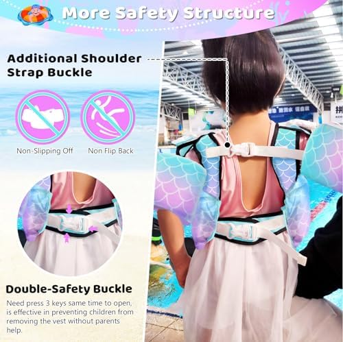 Vvinca Separable Toddler Swim Vest Fit 22-66 Lbs(1-6 Years)|2025 Newest 3 in 1 Pool Float & Arm Bands Boys and Girls, Adjustable Sturdy Safety for Infant 1 2 3 4 5 6 Year