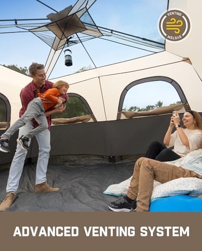 FanttikOutdoor Camping Tent 4/6/8/10 Person Instant Cabin Tent Setup in 60 Seconds with Rainfly & Windproof Portable with Carry Bag for Family Camping & Hiking