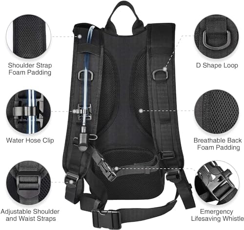 NOOLA 3L Hydration Backpack, Water Backpack with TPU Water Bladder, Tactical Hydration Pack for Men Women, Molle Water Backpack for Hiking, Biking, and Hunting