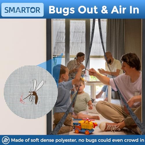 Magnetic Screen Door |Fits 36"x82" Door| Hands Free Retractable Screen Door Magnetic Closure Keeps Bugs Out | 2025 Upgraded PET- Tiny Hole | Self Sealing | Pet and Kid Friendly| 39 Inch x 83 Inch