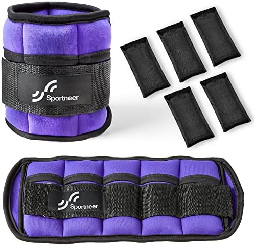 Sportneer Adjustable Ankle Weights 1 Pair 2 4 6 8 10 Lbs Leg Weight Straps for Women Men, Weighted Ankle Weights Set for Gym,Fitness, Workout,Walking, Jogging,1-5 lbs Each Ankle, 1 Pair 2-10 lbs