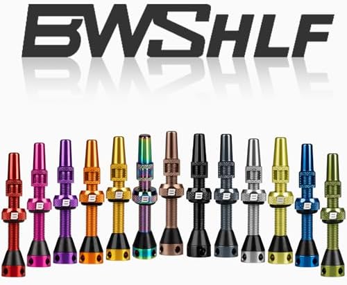 BWSHLF Tubeless Presta Valve Stem 40/44/55/60/65/80/100 mm, Super Light Alloy Presta Valve Stem Kit with Valve Core Remover Tool and Valve Stem Caps - Multiple Color and Size Options(Pair)