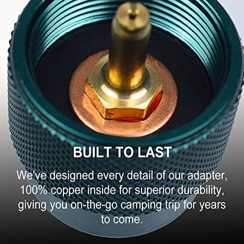 Propane to Butane Adapter Camping Stove Adapter Gas Adapter Converter 16 oz Propane Tank Input EN417 Valve Output Camp Fuel Refill Adapter for Outdoor Backpack Hiking (Dark Green X 2 Pack)