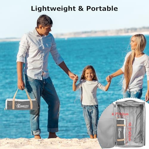 COMMOUDS Beach Tent Sun Shade for 3/4-5/6-7/8-10 Person, UPF 50+ Beach Sun Shelter Canopy Tent, Lightweight, Easy Set Up and Carry