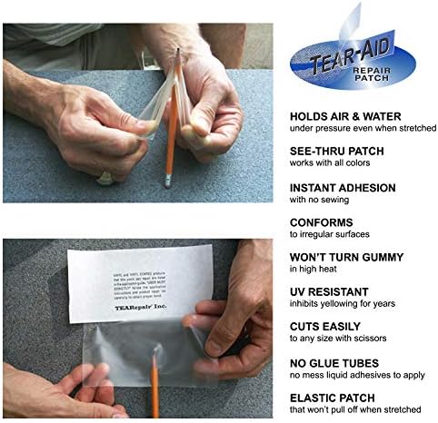 TEAR-AID Fabric Repair Kit, Type A Clear Patch for Canvas, Fiberglass, Leather, Polyester, Nylon & More, Gold Box, 2 Pack