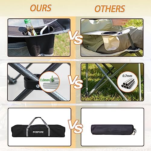 Reclining Camping Chair with Removable Footrest Lounge Chair with Headrest, Cotton Cushion, Portable Adjustable Folding Chairs for Adults Black