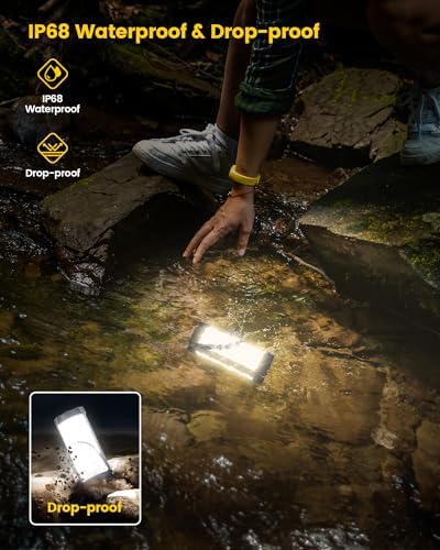 Glocusent Camping Lantern Rechargeable, Up to 80Hrs, 5000mAh 106 LED Lantern with 5 Brightness 3 Modes & SOS, IP68 Waterproof, Max 1200LM, Camping Light for Power Outages Hiking Emergency Hurricane