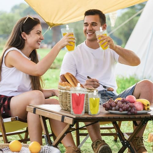 8&16OZ 8PCS Drink Bags, Reusable Spouted Pouches with Funnel for Drinking Liquid Beverage Juice,Stand Up Plastic Flasks for Travel Camping Outdoor Sport Concert Event,Leak-Proof Food Grade