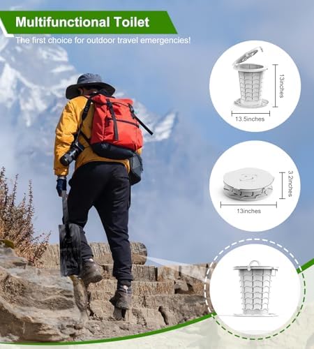 Portable Toilet for Camping Car, Foldable Camping Toilet for Adults and Kids, Adjustable Height Travel Potty, 13.5 IN Retractable Bucket Emergency Toilets, Travel Toilet, Collapsible Toilet with Bags
