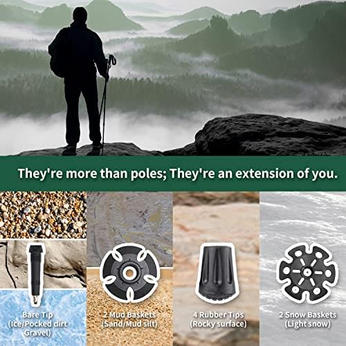 TheFitLife Collapsible Trekking Poles for Hiking – Lightweight Folding Walking Sticks for Men and Women with Extra-Long Foam Handle and Metal Flip Lock