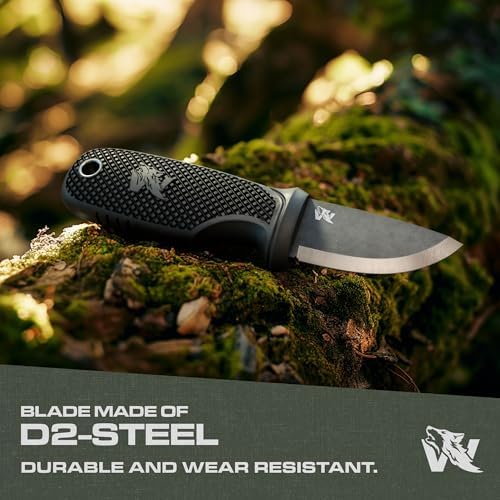 W-MINI 2 - EDC Neck Knife with Sheath and Necklace - Small EDC Fixed Blade Knife Necklace and Belt Clip - Pocket Fixed Blade Knives - Full Tang Neck Knife with Sheath Tactical + Fire Starter