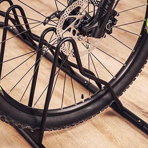 CyclingDeal Bike Rack Floor Parking Bike Stand for up to 6 Bicycles | Indoor, Home & Garage Storage Rack | Stable & Secure Bicycle Stand w/Tire Grooves Up to 29", Holding Plates & Custom Spacing
