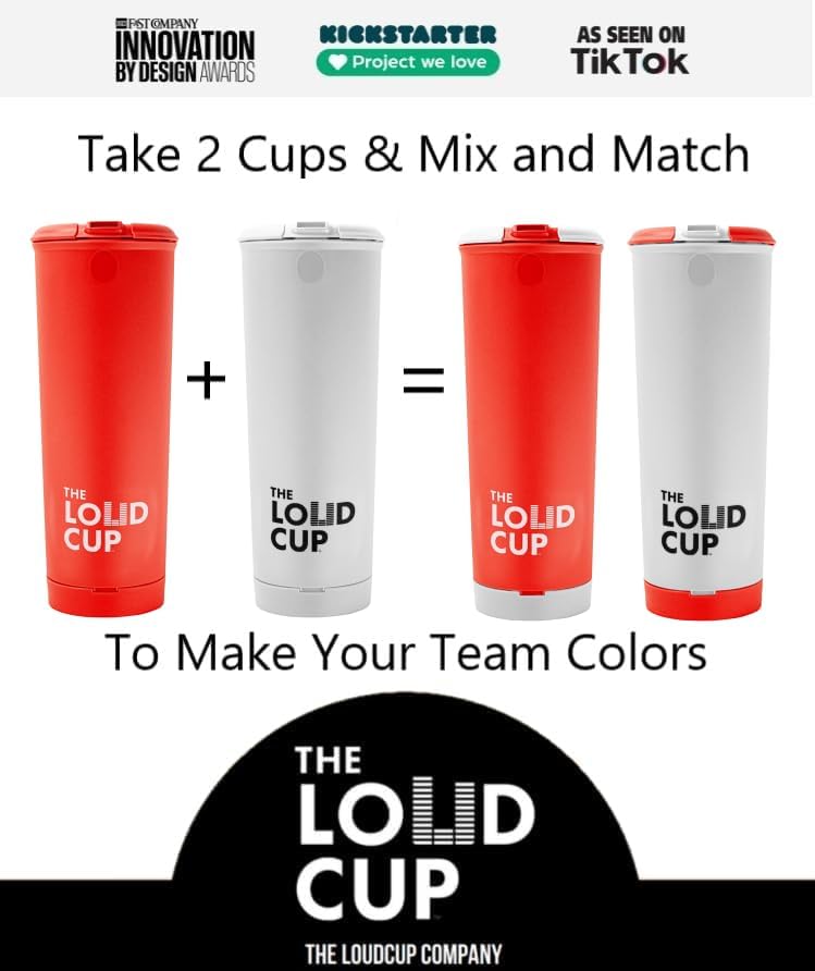 The LoudCup Tumbler + Stadium Horn - Insulated Cup Reusable Water Bottle Coffee Travel Mug - Worlds Loudest Cup for Game Day