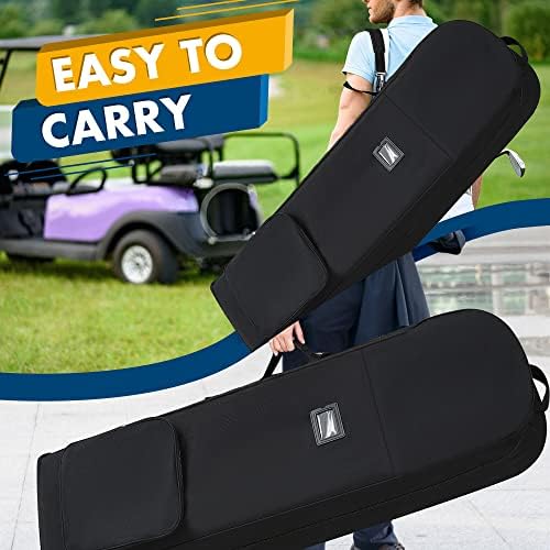 Golf Travel Bags for Airlines with Adjustable Support Rod and Detachable Shoulder Straps, Soft Foldable Golf Club Travel Covers, 900D Heavy Duty Oxford -Universal Size