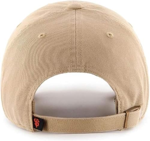47 Brand MLB Khaki Primary Logo Clean Up Adjustable Strap Baseball Dad Hat Cap, Adult One Size Fits All