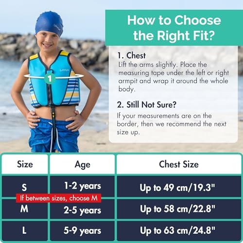 Limmys Premium Kids Swim Vest - Toddler Swim Jacket and Buoyancy Swimming Aid - Modern Design Swimming Vest for Boys, Girls and Babies - Drawstring Bag Included