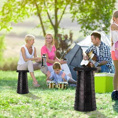 Upgraded Foldable Stool Thickened, Portable Collapsible Stool Retractable Stool for Fishing, Hiking Tours, BBQ, Parties, Outdoor Activities (Black) (2)