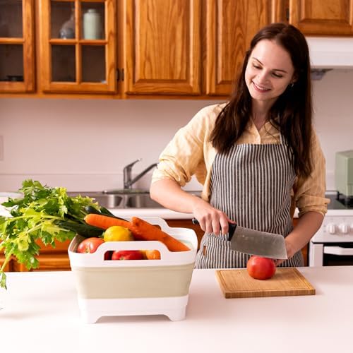 Collapsible Dish Basin Foldable Kitchen Sink With Drain Plug Plastic Laundry Tub 9L/2.4Gal RV & Camping Wash Basin Space-Saving Bottle Washing Sink (Green)