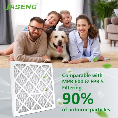14x14x1 Air Filters, MERV 8 Pleated HVAC Furnace Filters (6-Pack) - Dust Defense, MPR 600 - exact dimensions: 13.75"x13.75"x0.75" - Replacement for AC, Heater, and Ventilation Systems