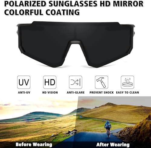 STORYCOAST Polarized Sports Sunglasses for Men Women,Driving Fishing Cycling Mountain Bike Sunglasses UV400 Protection