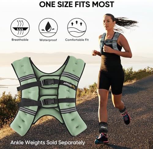 APEXUP Weighted Vest with 5lbs/10lbs/15lbs/20lbs/25lbs/30lbs Weights and Reflective Stripe, Weight Vest Men Women for Workout, Strength Training, Running