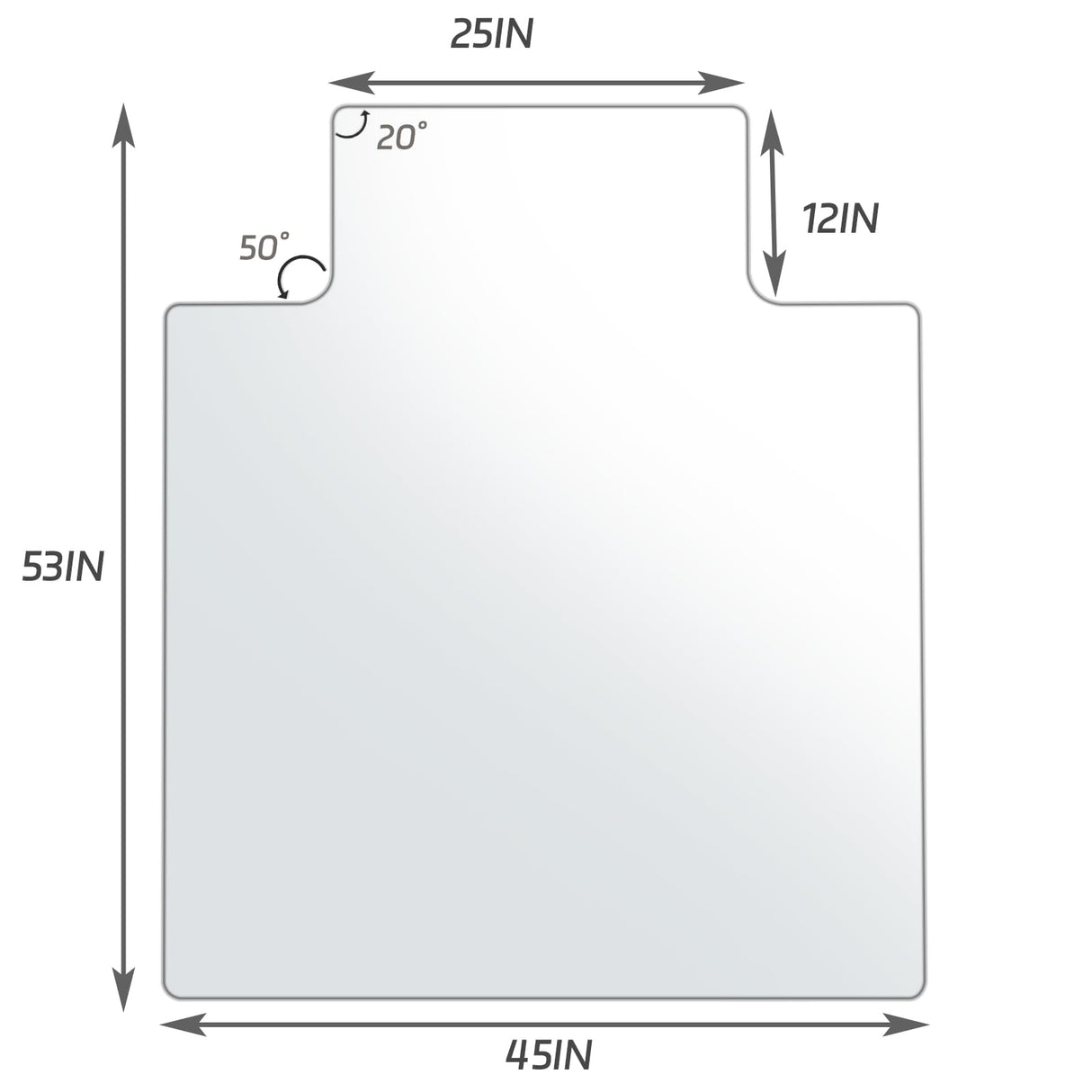 GLSLAND Irregular Tempered Glass Floor Mat - 45" x 53" Office Chair Mat for Carpet Clear Duty Hard Rolling Glass Mat 1/5" Thick for Hardwood Floor/Carpeted Floors, Clear