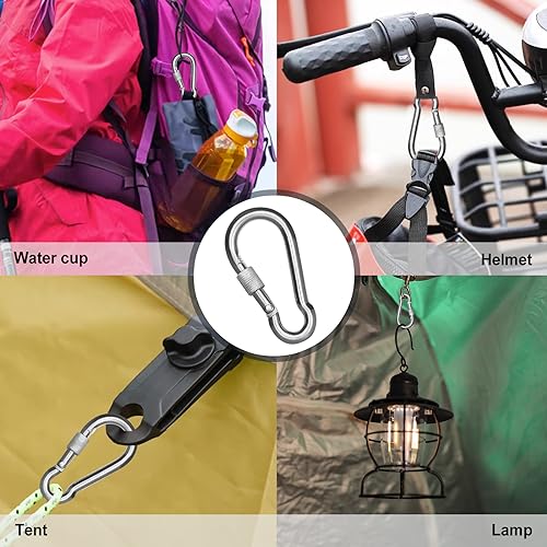 KINLINK 15 Pack Screw Locking Carabiner, 3.15 inch Heavy Duty Carabiner Clips, 304 Stainless Steel Small Caribeener Clips, Caribiniers for Outdoor Camping, Swing, Hammock, Hiking, Quick Link