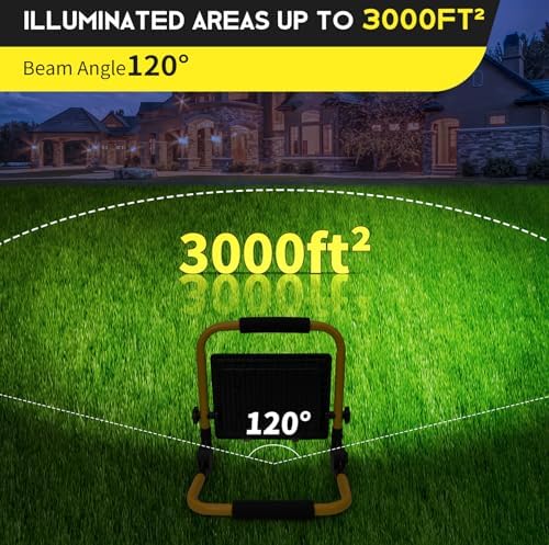 10000LM LED Work Light: Portable Work Light with 5FT Cord - IP66 Waterproof Flood Light for Outdoor Indoor Job Site Workshop Garage Construction Site Lighting, Gifts for Men