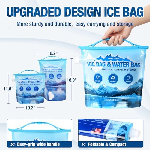 HEYTRIP 4 Pack Reusable Ice Bags for Cooler 2.5lb 5lb Ice Cube Bags, Long Lasting Cold Dry Freezer Packs, Leakproof Water Container - Fill it with Ice to Keep Cooler Cold and Drink its ICY Water