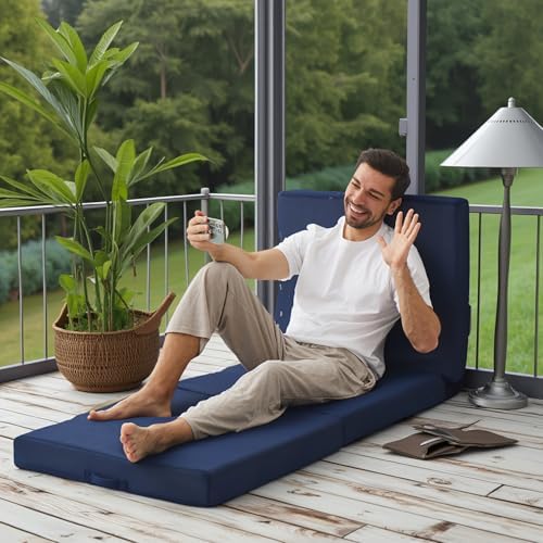 Sleeping Mats for Adults,Memory Foam Folding Pad,Cool Trifold Mattress,Machine Washable Mesh Cover,Breathable,Cot Size Floor Mattress Topper,Guest Bed,Summer Camping