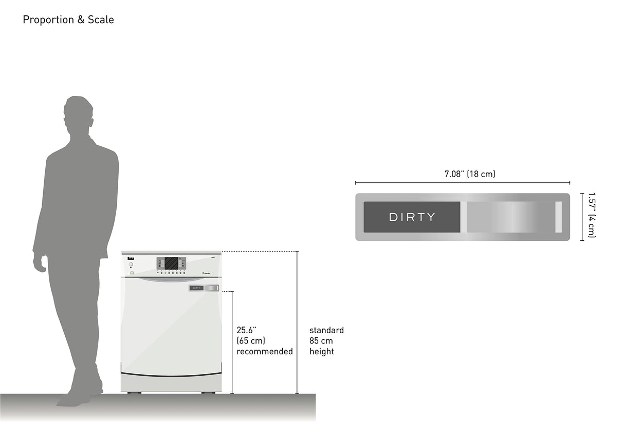 Clean dirty magnet for dishwasher, Kubik Letters Premium Stainless Steel Grade 304, Kitchen Organizers and Storage Decor Accessories, Extra Adhesive Tapes Included.