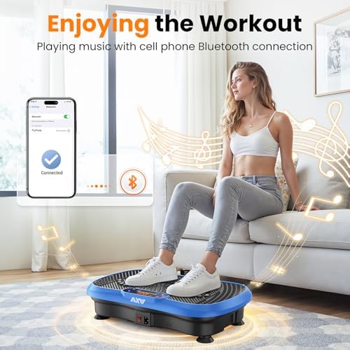 AXV Vibration Plate Fitness Platform Exercise Machine Vibrating Lymphatic Drainage Shaking Full Body Shaker Workout Vibrate Stand Shake Board Sport Gym for Weight Loss Fat Burner for Women Men