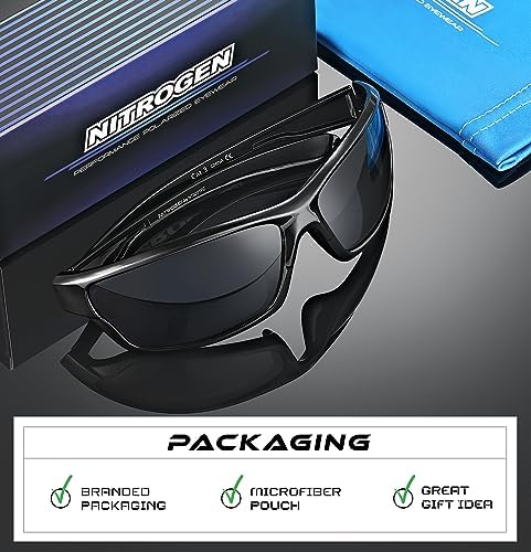 Nitrogen Polarized Wrap Around Sport Sunglasses for Men Women UV400 Protection Sun Glasses