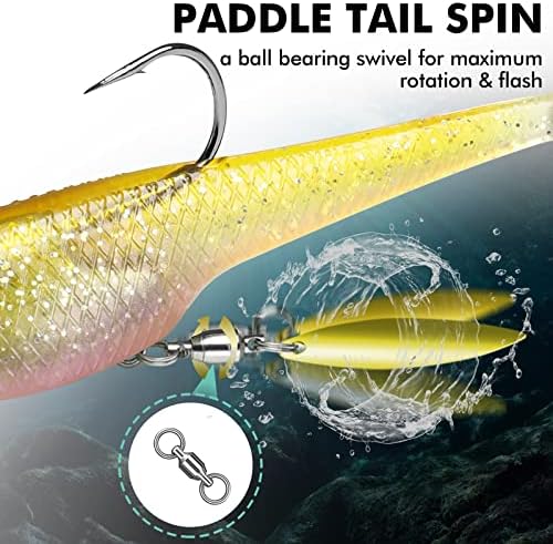 TRUSCEND Pre-Rigged Soft Fishing Lures, Well-Made Easy Catching Lures for Family Fishing, Great Action Swimbaits with Spinner, All-Conditions Fishing Gear for Bass Trout Walleye, Crappie Fishing Jigs