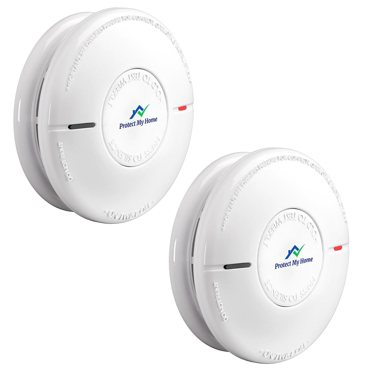 Protect My Home Smoke and Carbon Monoxide Detector Combo - CO & Smoke Alarm System with Hush Function, Self-Test Button, 10-Year Built-in Battery - Easy to Install, for Home & Office