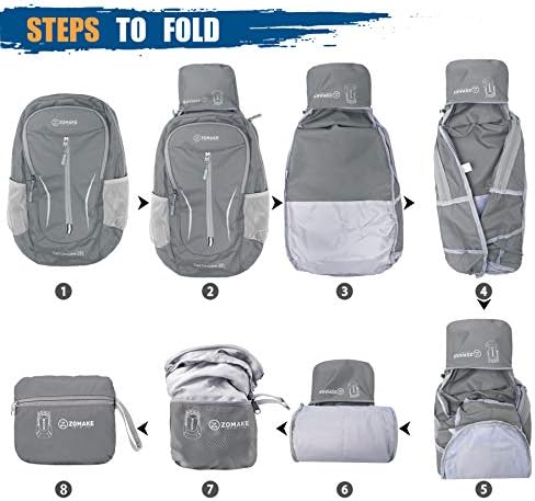 ZOMAKE Ultra Lightweight Packable Backpack 25L, Foldable Hiking Backpacks Water Resistant Small Folding Daypack for Travel(Dimgray NEW)