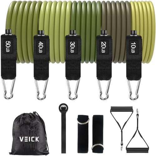 VEICK Resistance Bands, Exercise Bands, Workout Bands Set for Working Out with Handles for Men Women, Elastic Exercising Bands for Fitness Weights Work Out at Home Gym