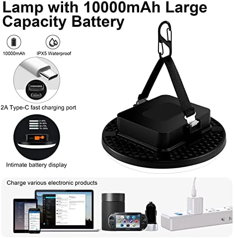 10000mAh 4000LM Flashlight Portable LED Camping Lantern Rechargeable Light 30W with Magnet and 1/4 Nut Port, IP65 Waterproof Tent Light Power Failure Emergency Survival Kits (30W Pro)