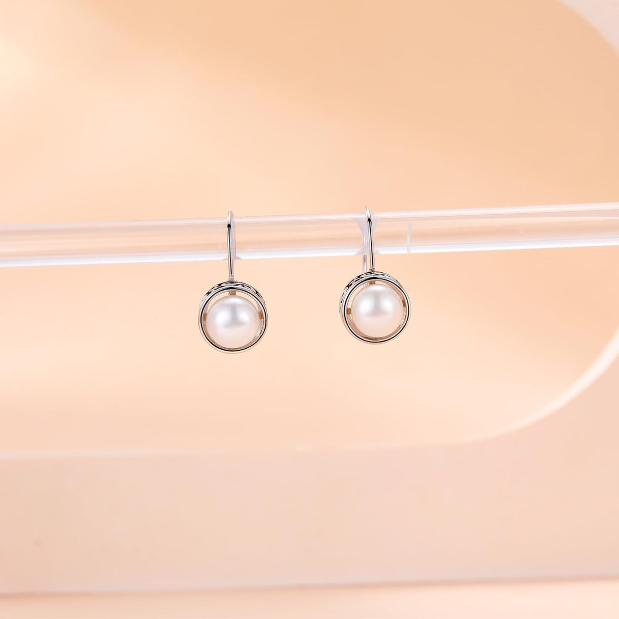PUPILLEMON 925 Sterling Silver Pearl Drop Earrings for Women, Leverback
