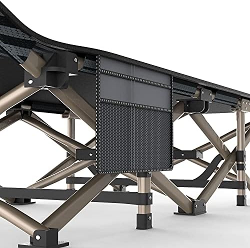 ATORPOK Camping Cot, Outdoor Folding Cot Bed with Pad and Pillow for Adults Heavy Duty Sleeping Cot with Carrying Bag, Portable Camp Cots for Camping Tent Travel Office (Blue)