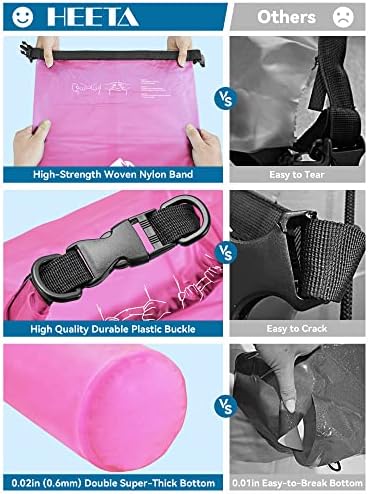 HEETA Dry Bag Waterproof for Women Men, 5L/10L/20L/30L/40L Roll Top Lightweight Dry Storage Bag Backpack with Phone Case for Travel, Swimming, Boating, Kayaking, Camping & Beach, 11 Transparent Colors