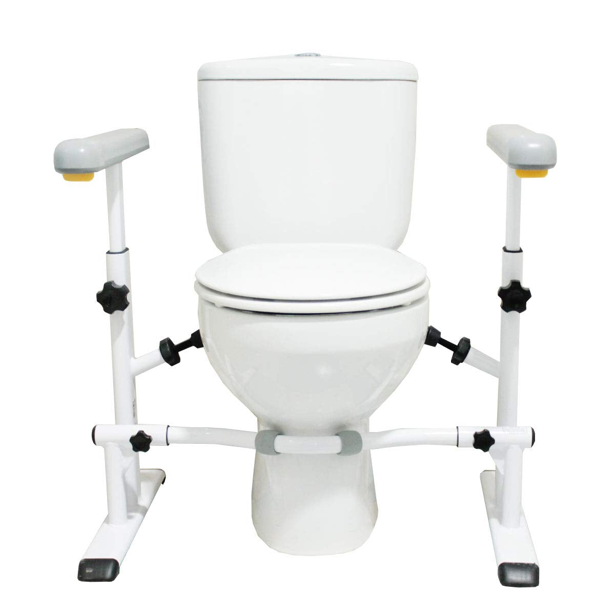 KMINA - Toilet Safety Rails for Seniors (330 lbs), Frame with Arms, Adjustable Height and Width, Grab Bars