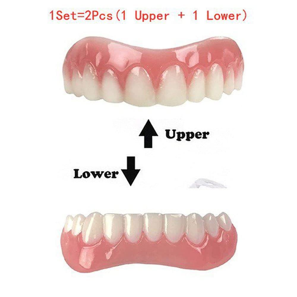 5 Pack Upper and Lower Veneer, Dentures for Women and Men, Fake Teeth, Natural Shade! Fix Your Smile at Home Within Minutes!