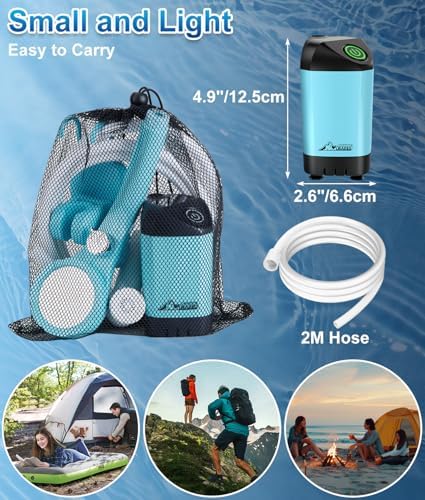 WADEO Portable Shower for Camping, Outdoor Electric Shower Rechargeable Pump with 20L Collapsible Bucket, Camping Shower Head Nozzle for Camping, Hiking, Traveling, Washing