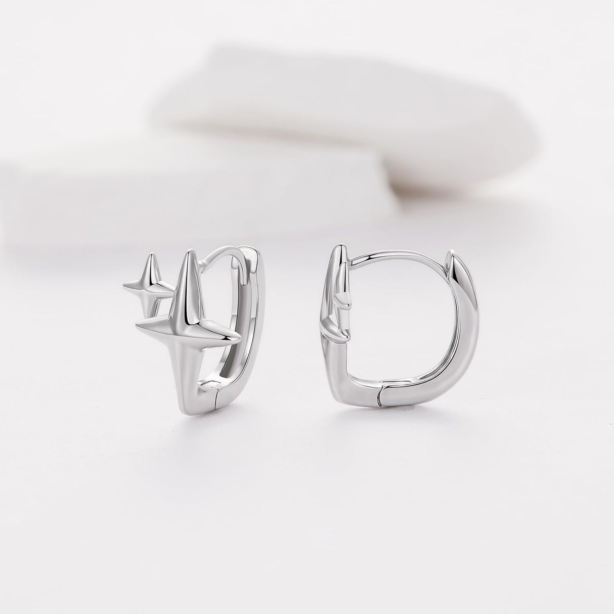MUNDELL Silver Star Huggie Hoop Earrings for Women Hypoallergenic Earrings