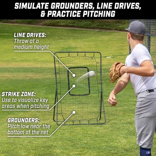 GoSports 5 x 3 ft Baseball & Softball Pitching and Fielding Rebounder - Pitch Back Net with Strike Zone